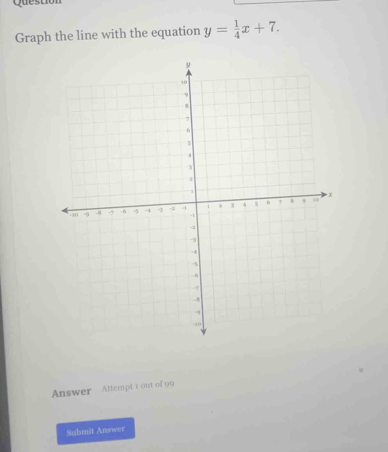 graph the line with the equation $y = \\frac{1}{4}x + 7$.