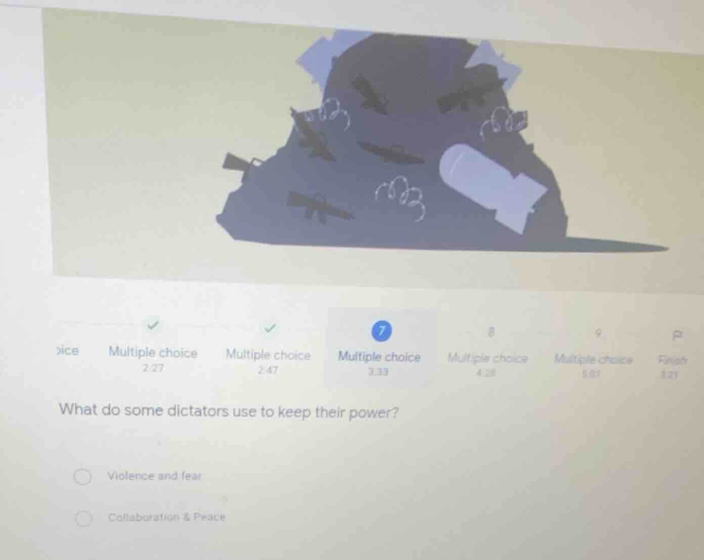 what do some dictators use to keep their power? violence and fear colla…