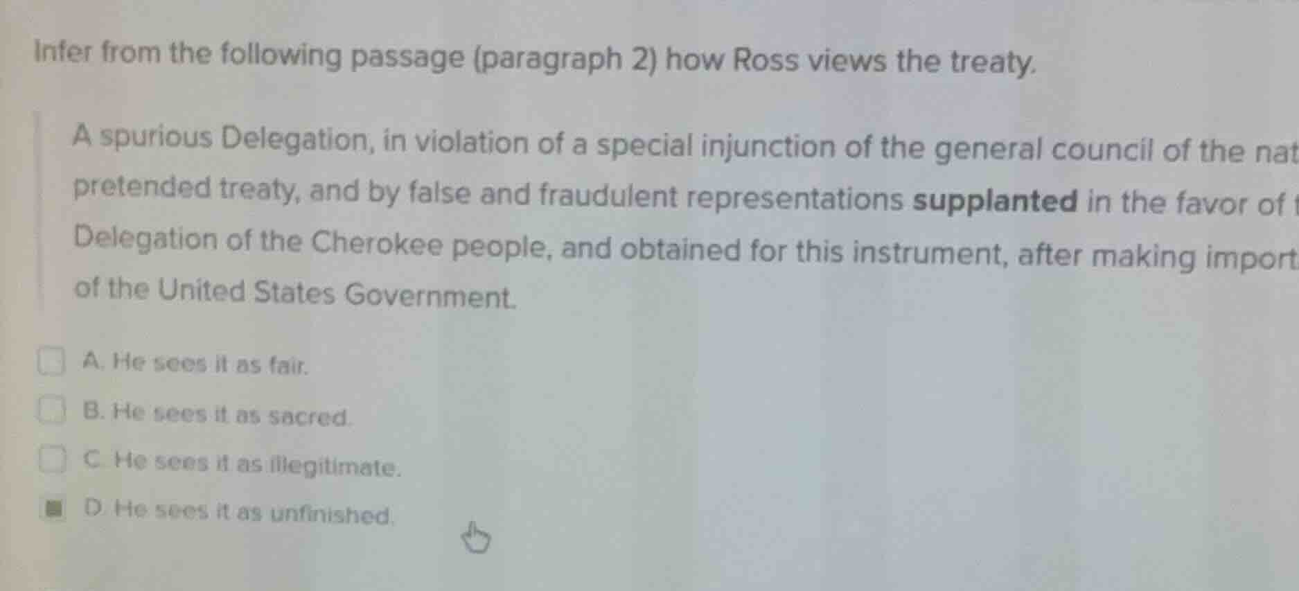 infer from the following passage (paragraph 2) how ross views the treat…