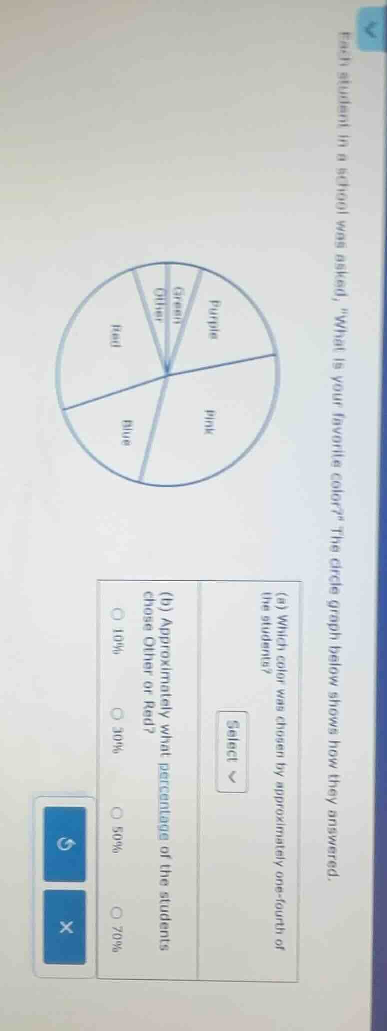 each student in a school was asked, \what is your favorite color?\ the …