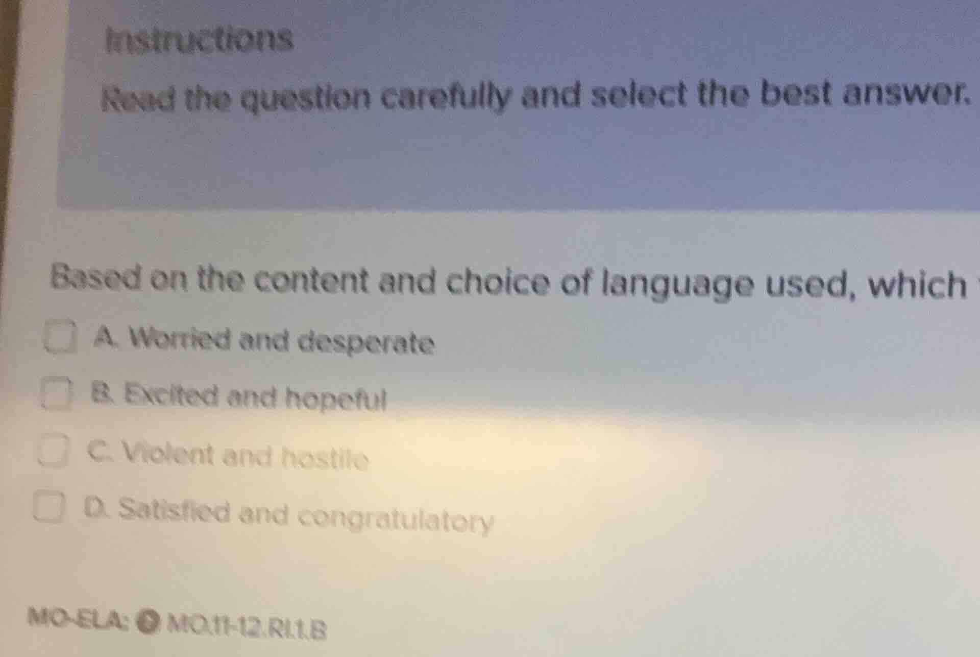 instructions read the question carefully and select the best answer. ba…