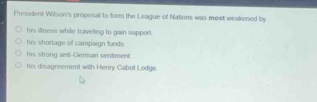president wilsons proposal to form the league of nations was most weake…
