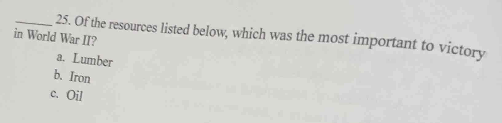 25. of the resources listed below, which was the most important to vict…