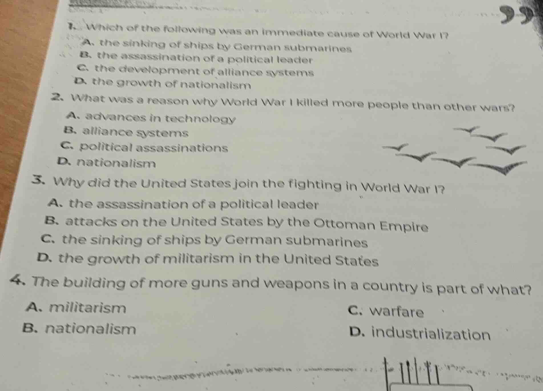 1. which of the following was an immediate cause of world war i? a. the…