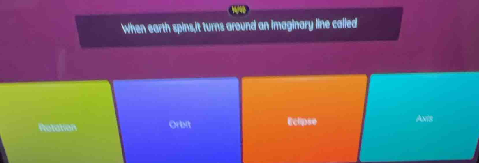 when earth spins,it turns around an imaginary line called;rotation;orbi…