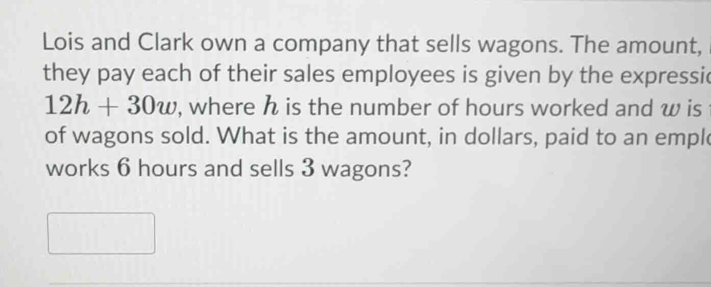 lois and clark own a company that sells wagons. the amount, they pay ea…