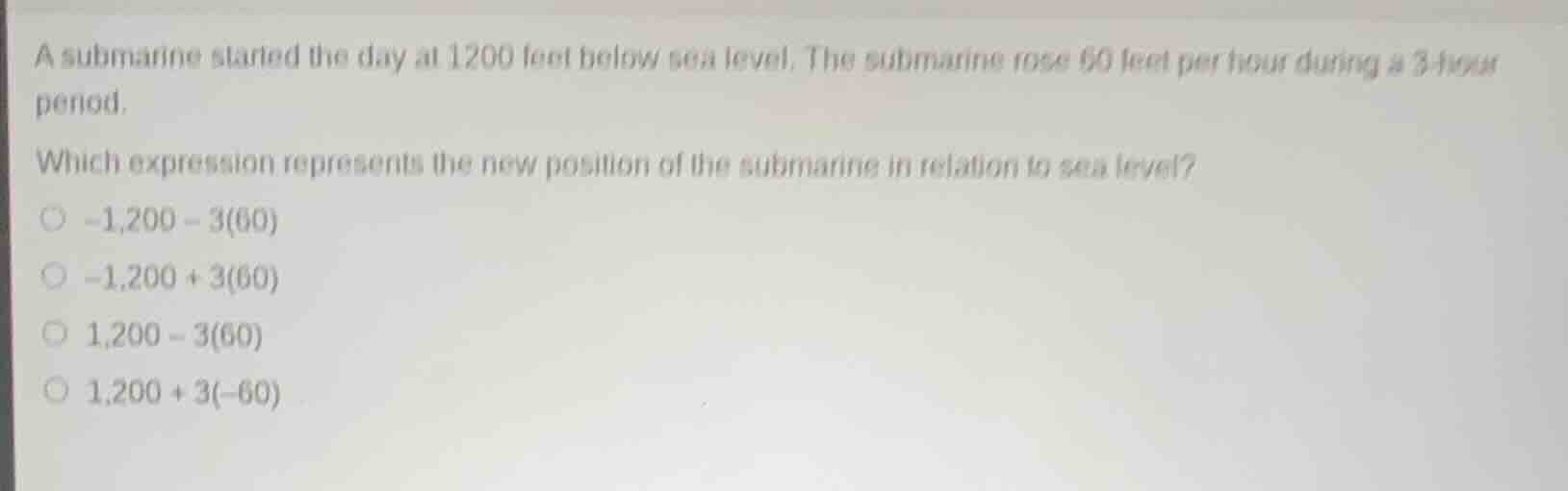 a submarine started the day at 1200 feet below sea level. the submarine…