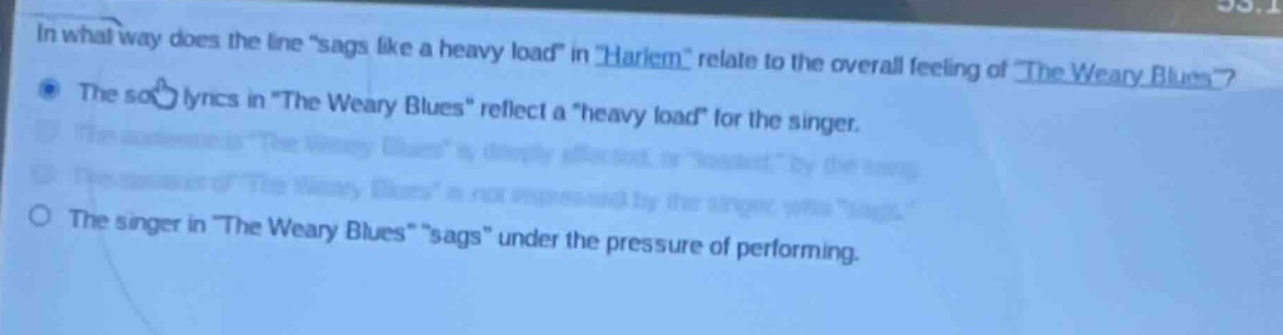 in what way does the line \sags like a heavy load\ in \harlem\ relate t…