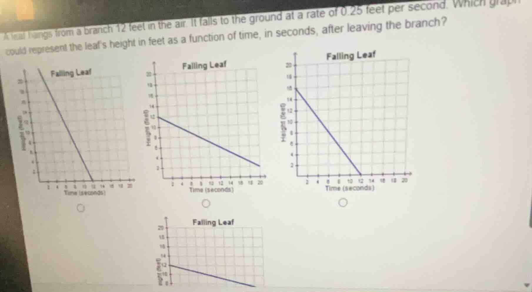 a leaf hangs from a branch 12 feet in the air. it falls to the ground a…