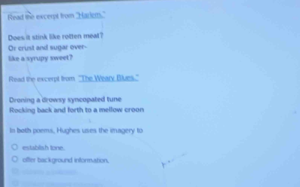 read the excerpt from \harlem.\ does it stink like rotten meat? or crus…