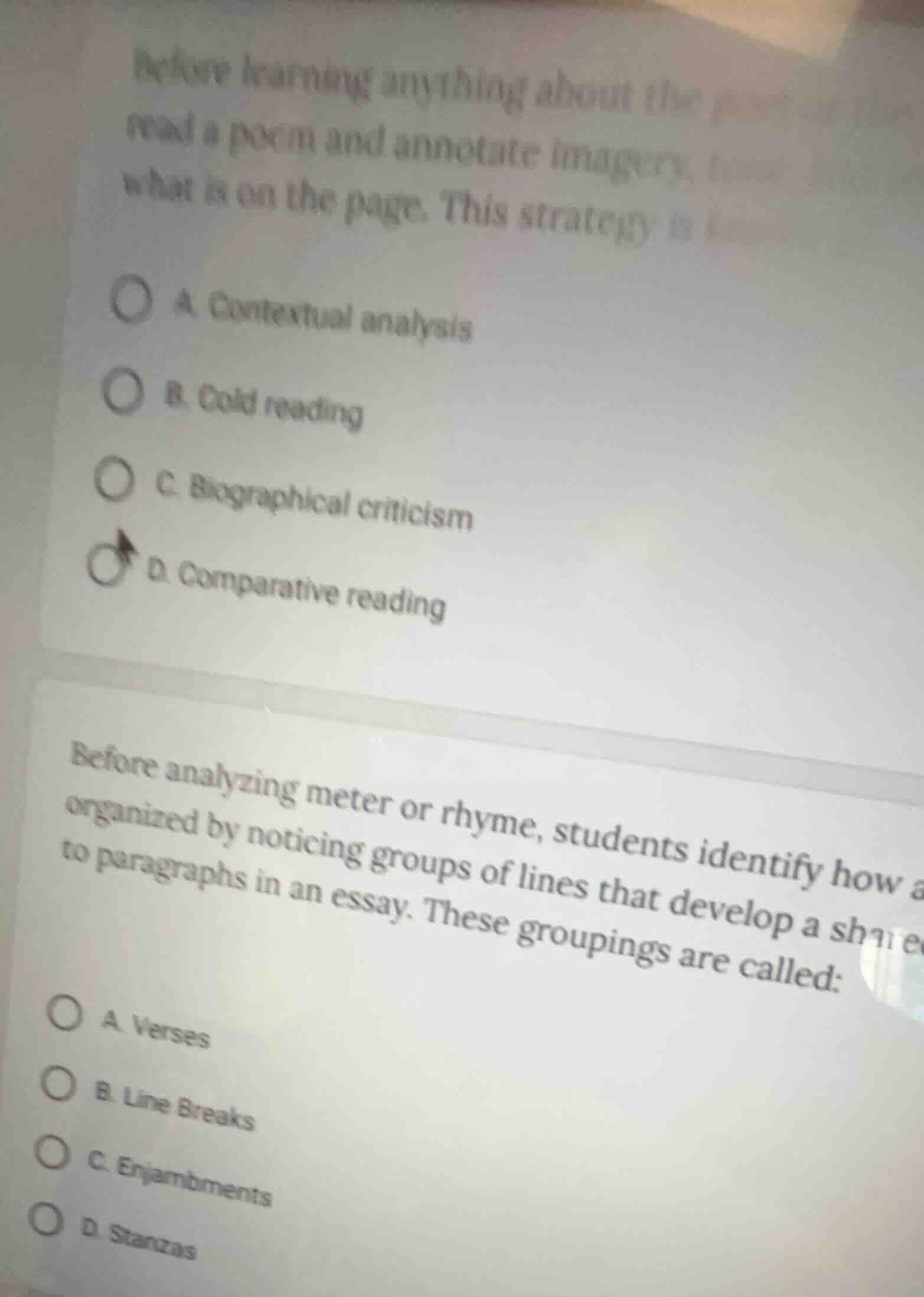 before learning anything about the read a poem and annotate imagery, wh…