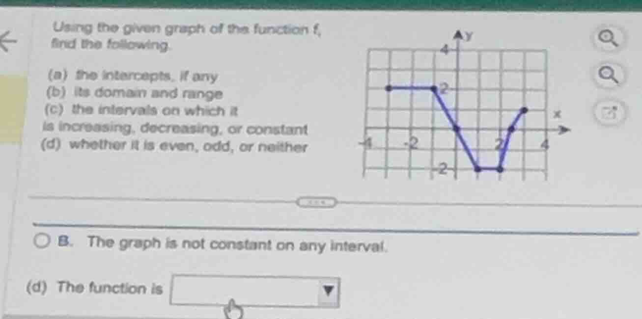 using the given graph of the function f, find the following. (a) the in…