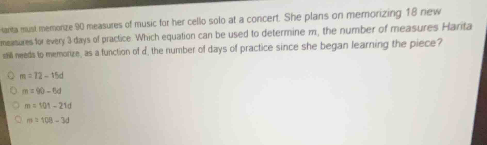 harita must memorize 90 measures of music for her cello solo at a conce…