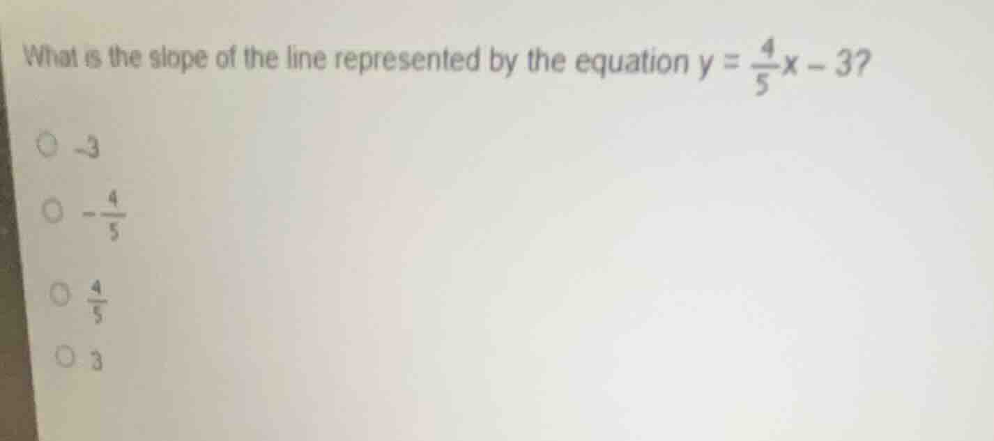 what is the slope of the line represented by the equation $y = \\frac{4…