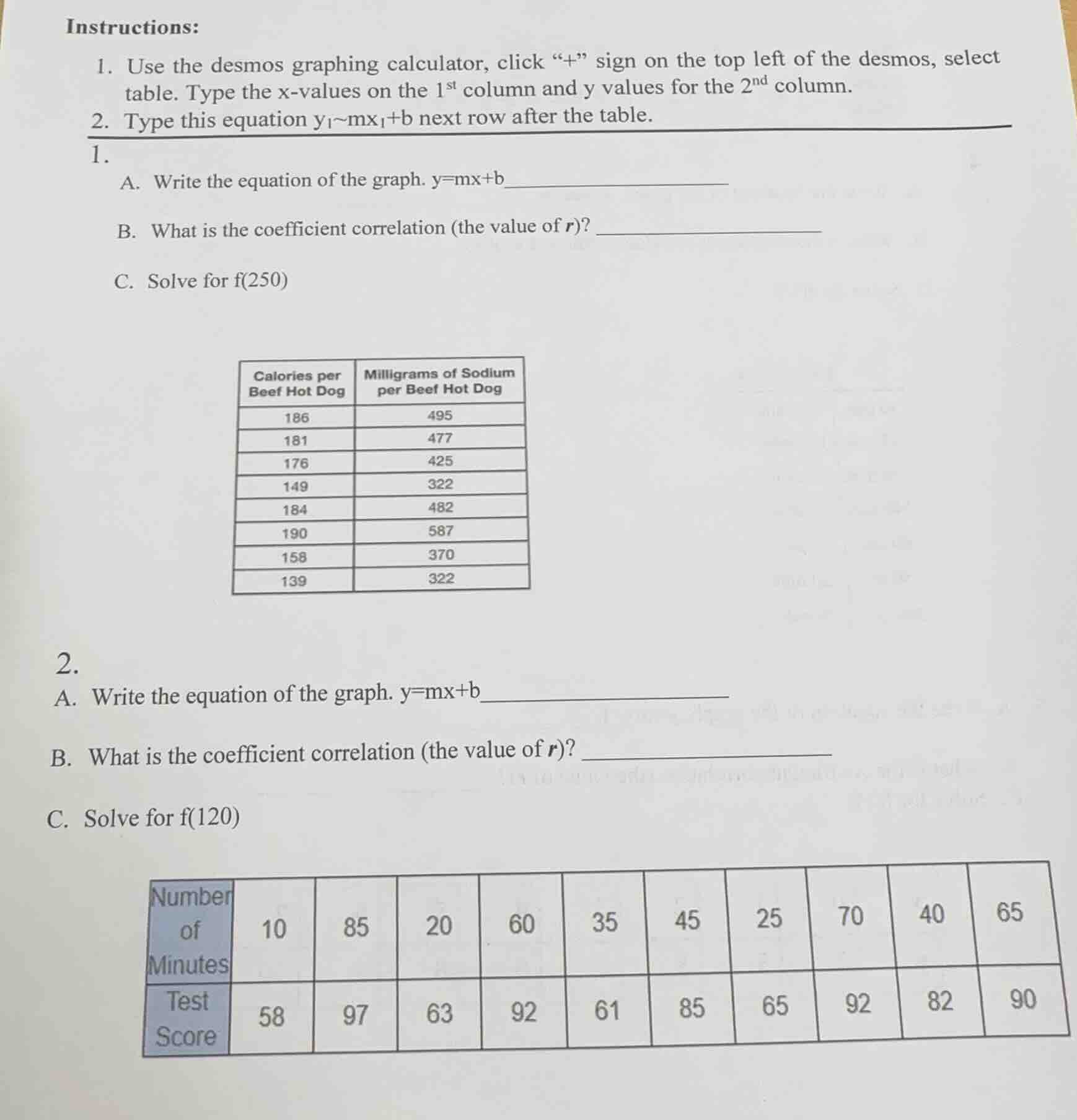 instructions: 1. use the desmos graphing calculator, click \+\ sign on …