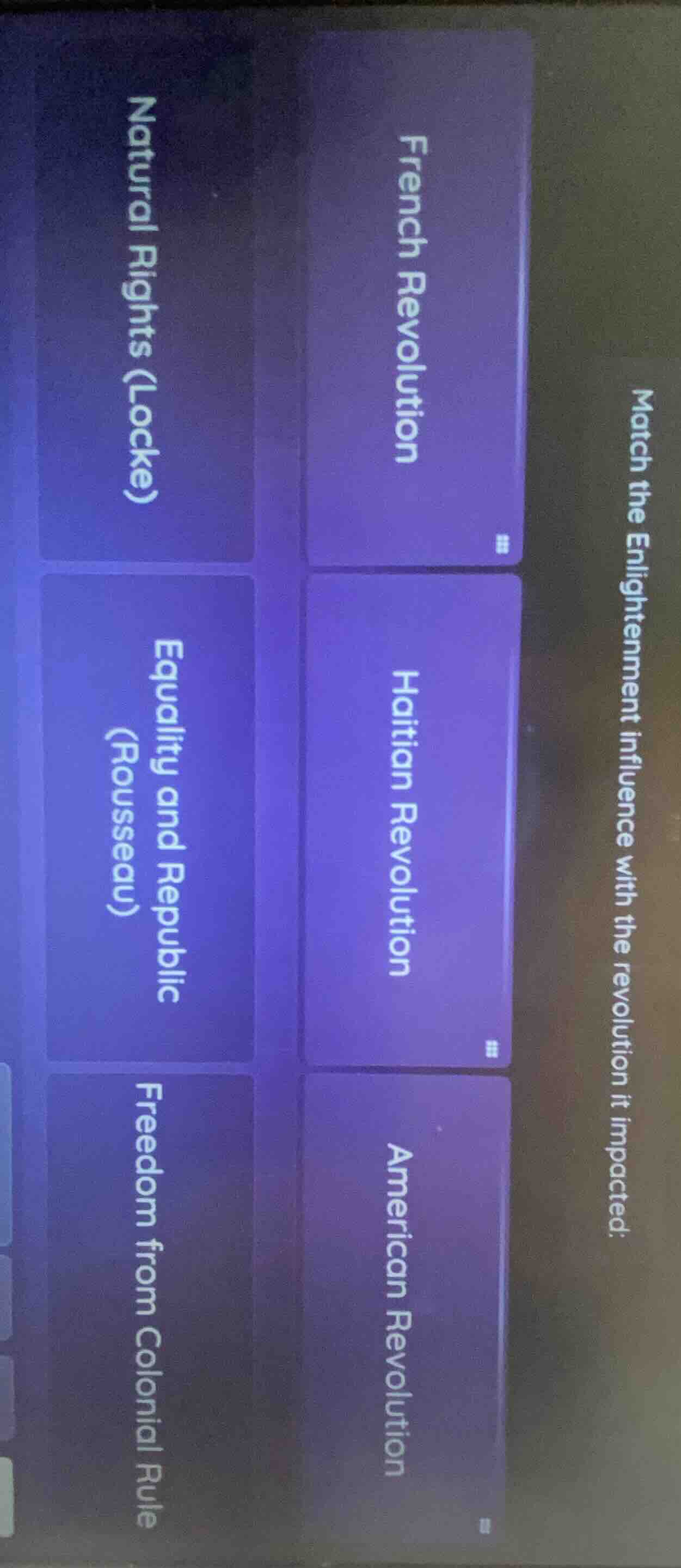 match the enlightenment influence with the revolution it impacted. natu…