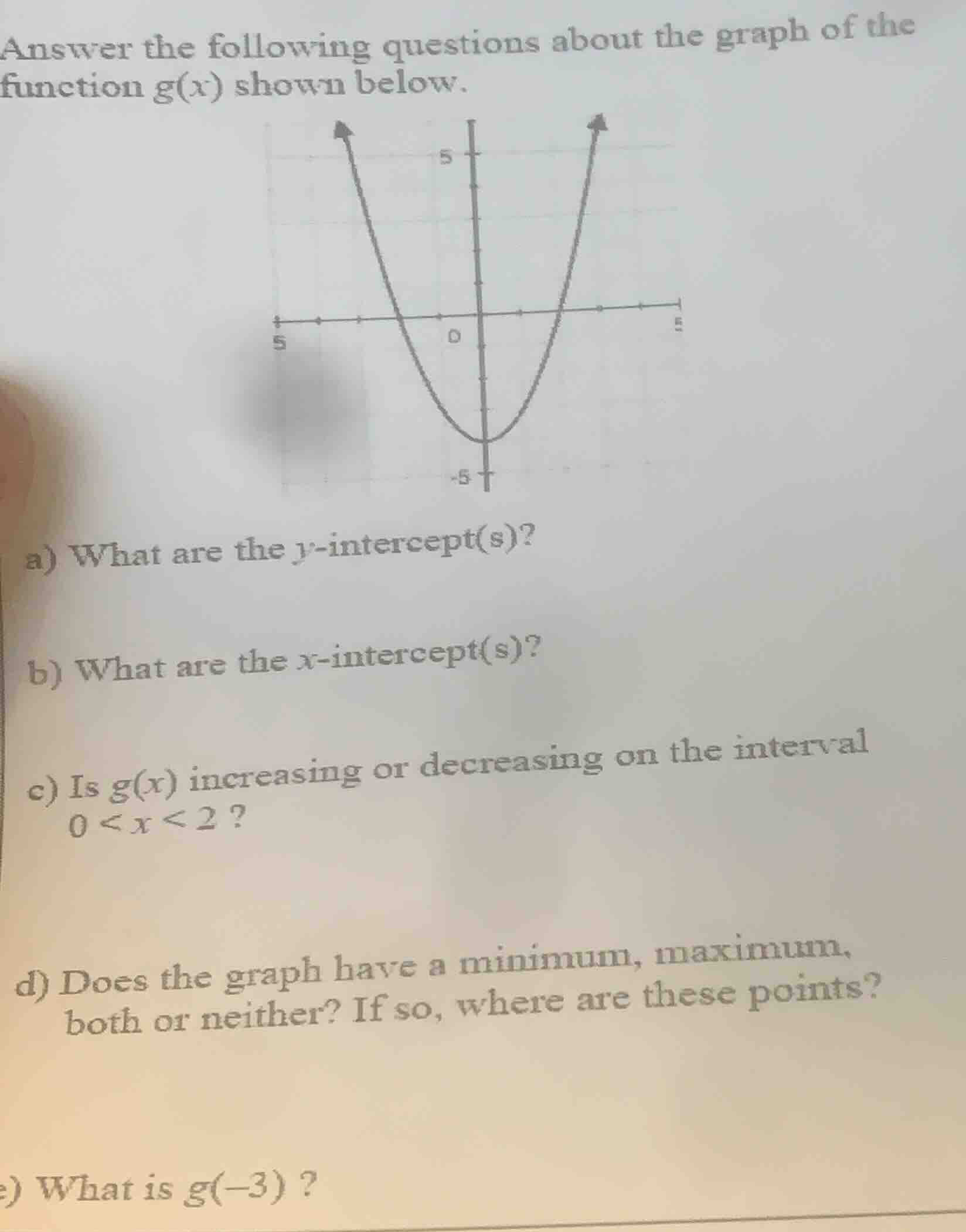 answer the following questions about the graph of the function ( g(x) )…