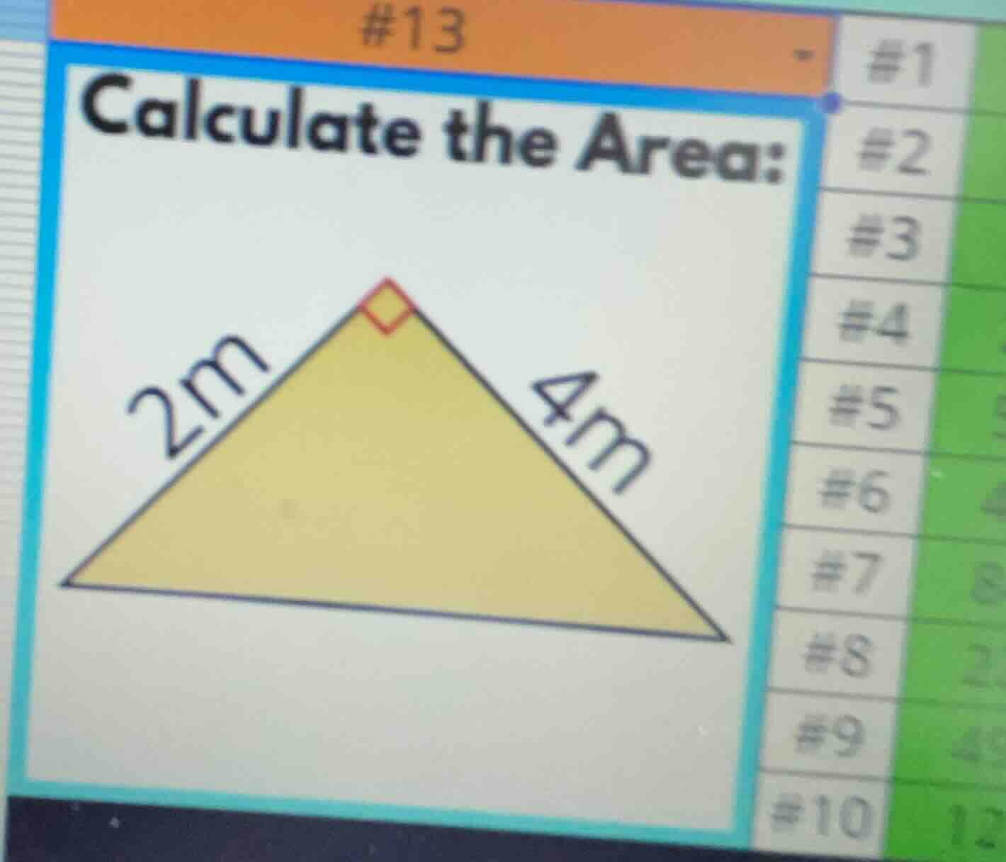 #13 calculate the area: 2m 4m