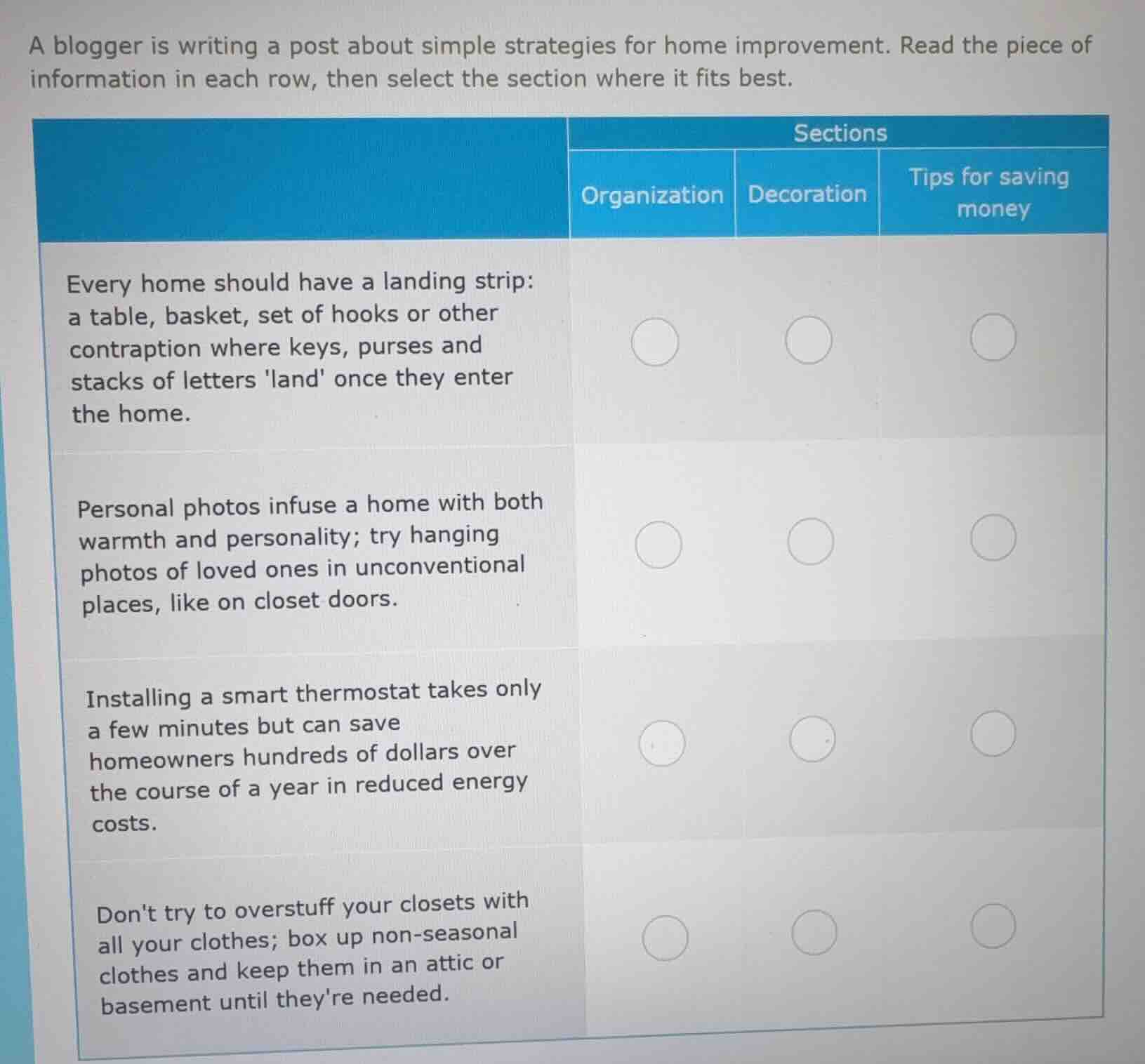 a blogger is writing a post about simple strategies for home improvemen…