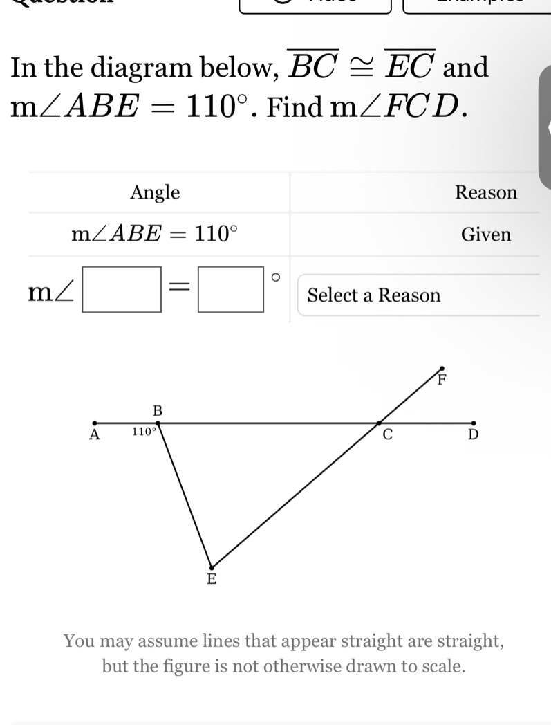 in the diagram below, \\(\\overline{bc} \\cong \\overline{ec}\\) and \\…