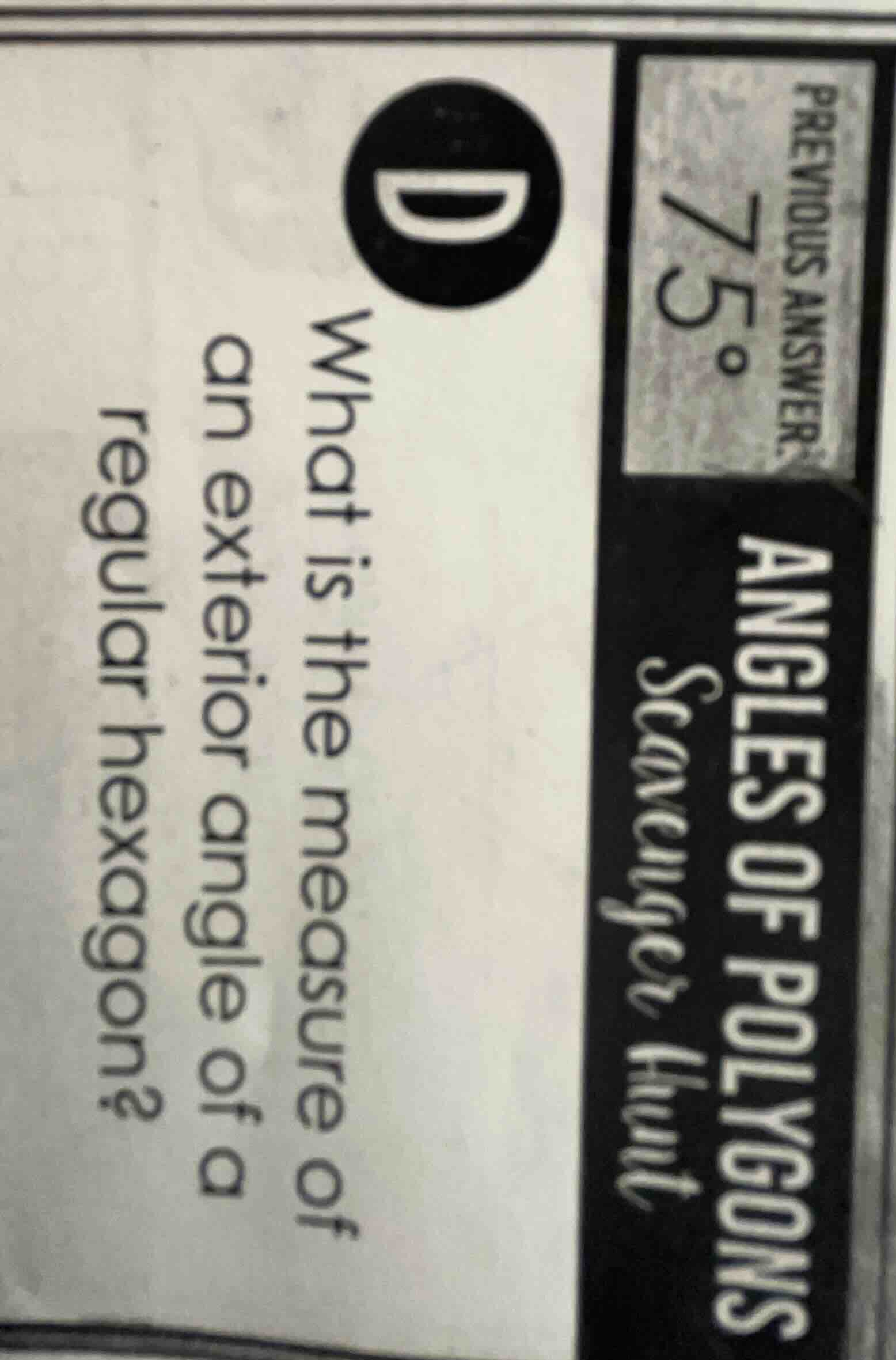 what is the measure of an exterior angle of a regular hexagon?