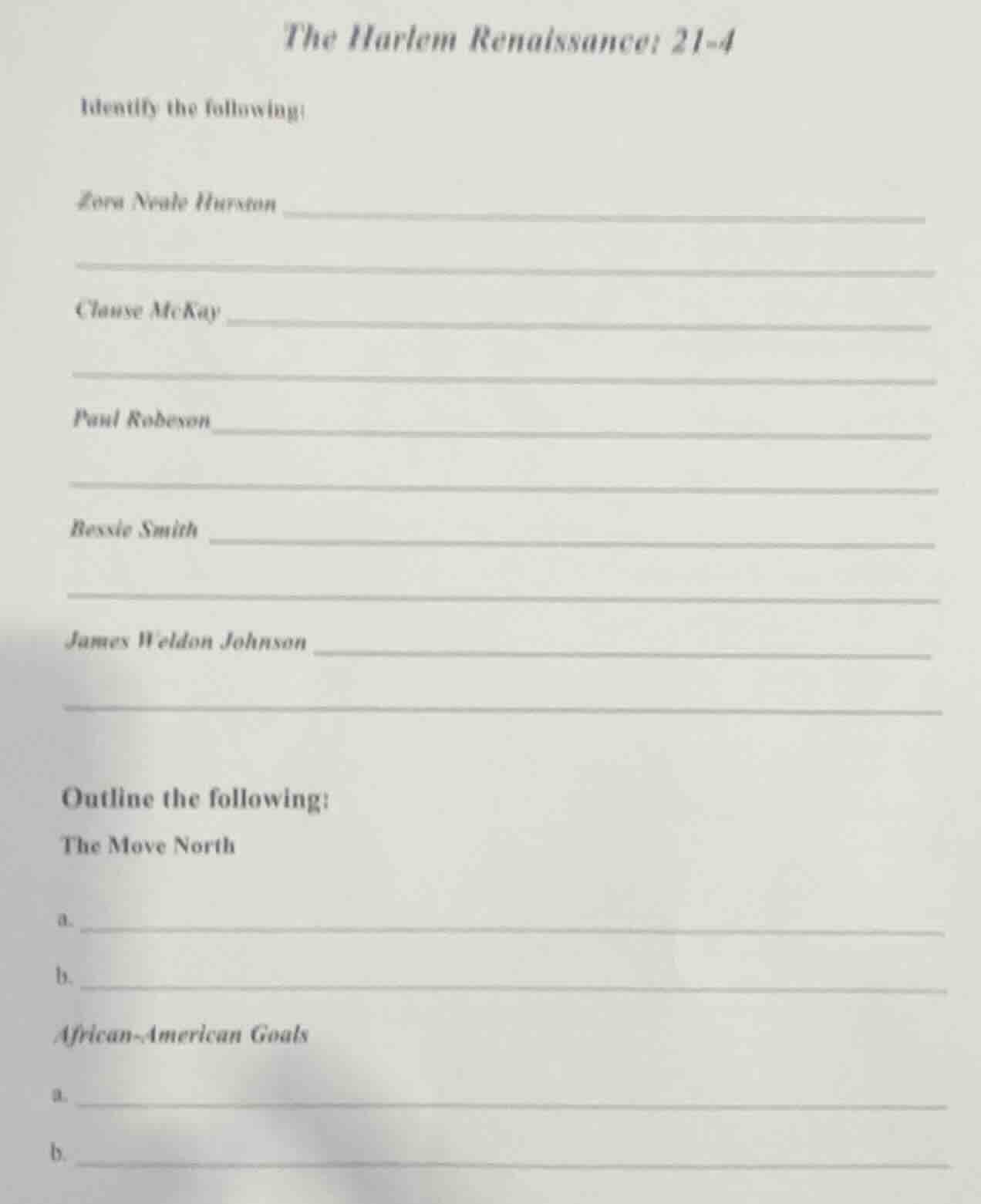 the harlem renaissance: 21-4 identify the following: zora neale hurston…