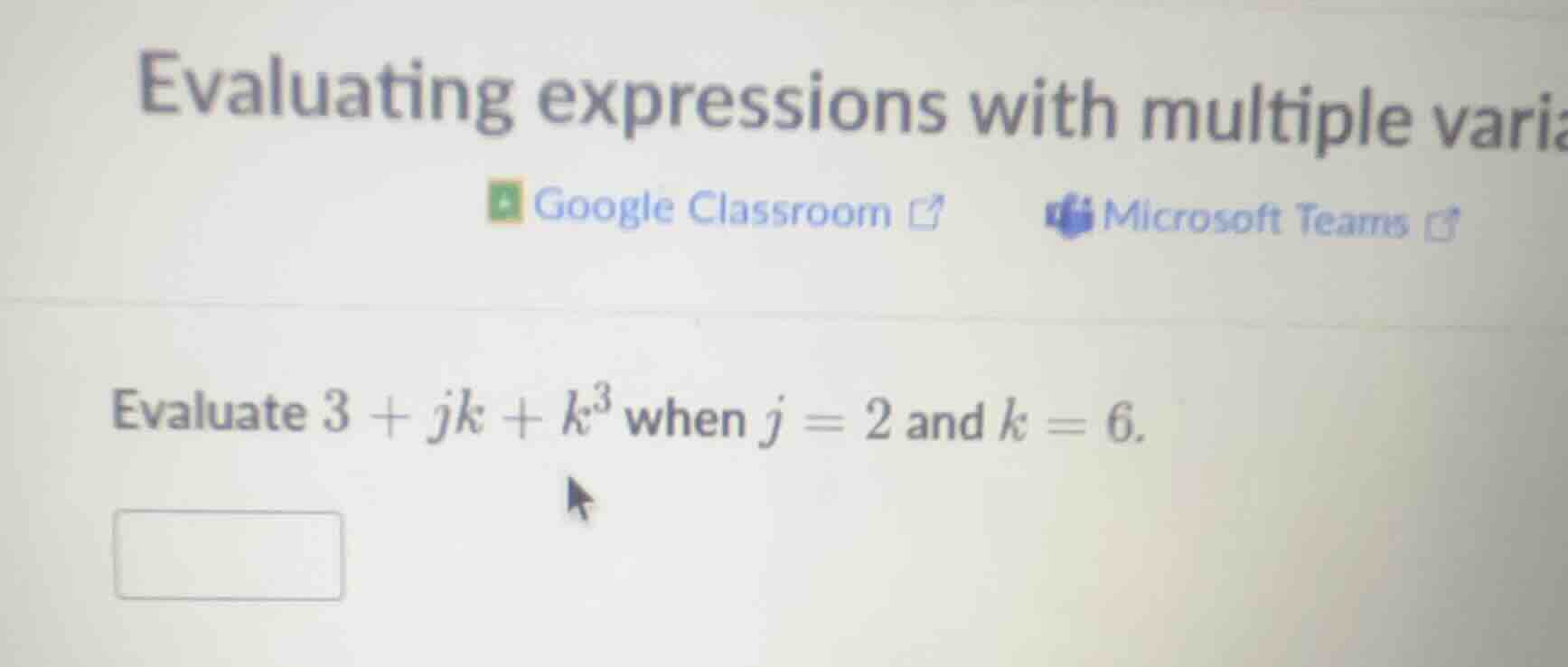 evaluating expressions with multiple varia google classroom microsoft t…