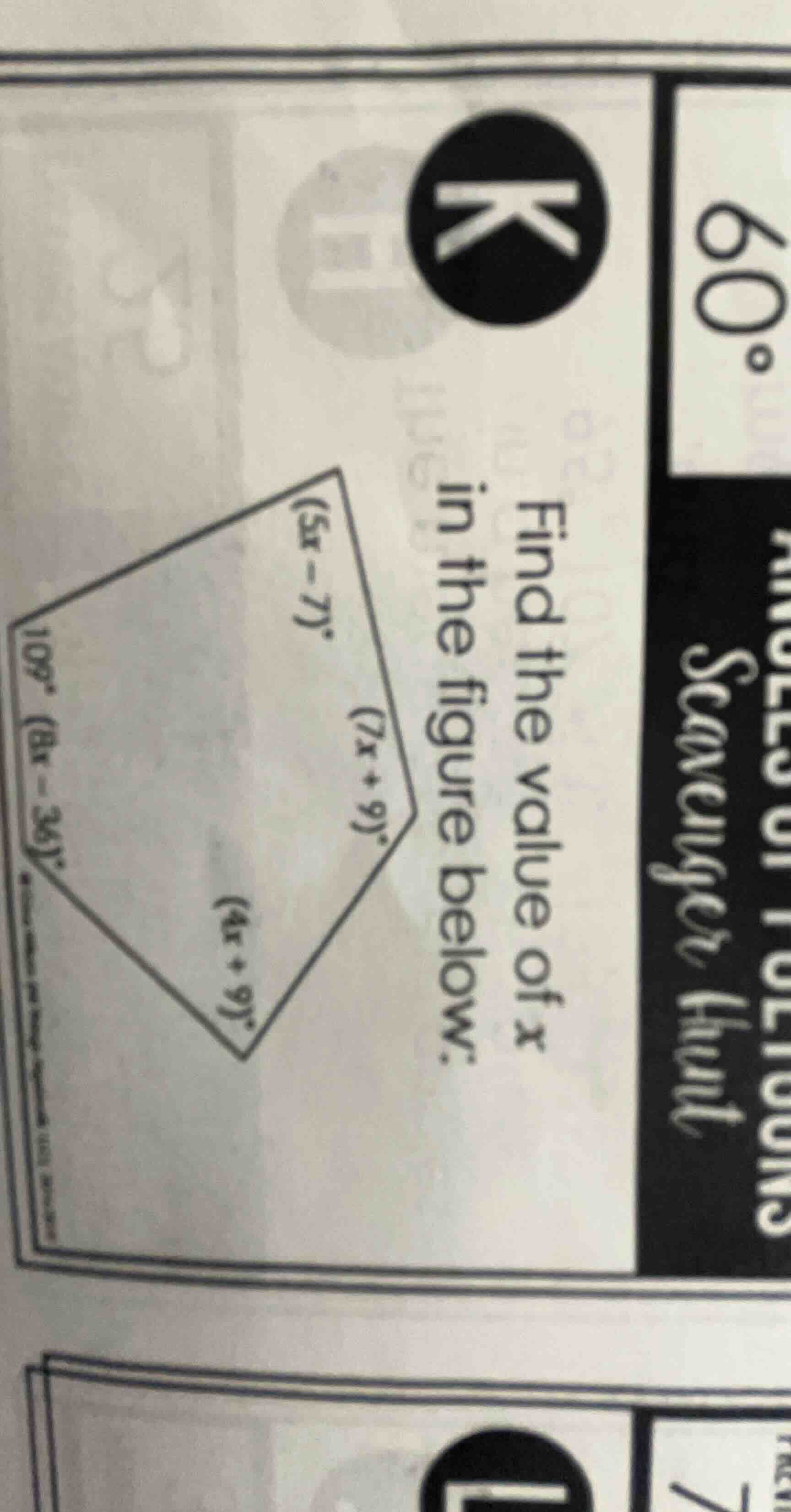 find the value of ( x ) in the figure below.