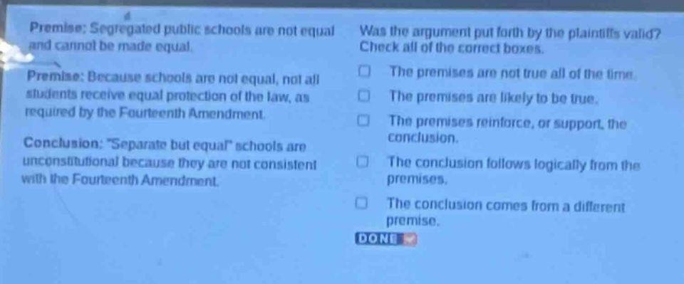 premise: segregated public schools are not equal and cannot be made equ…