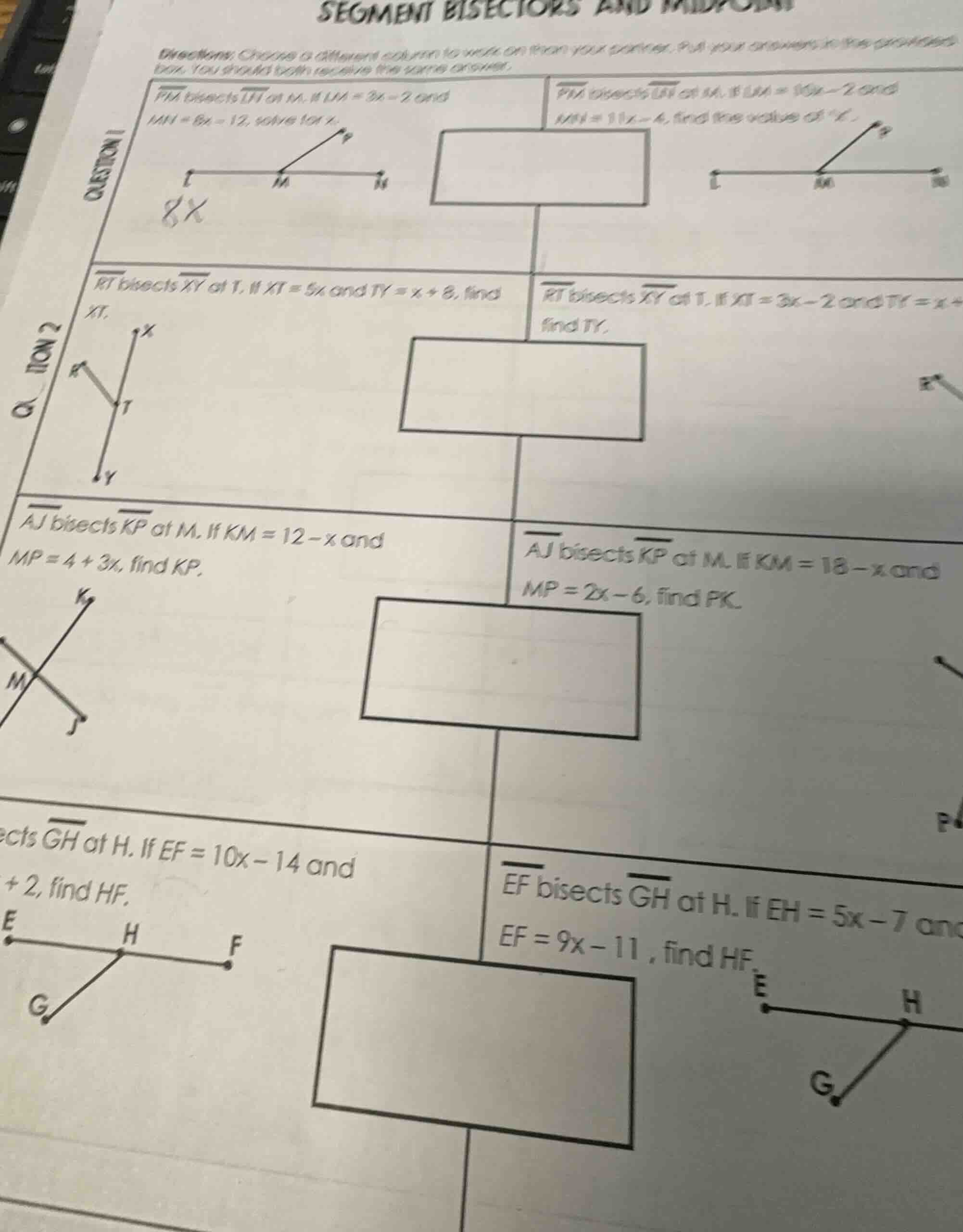 segment bisectors and midpoints directions: choose a different column t…