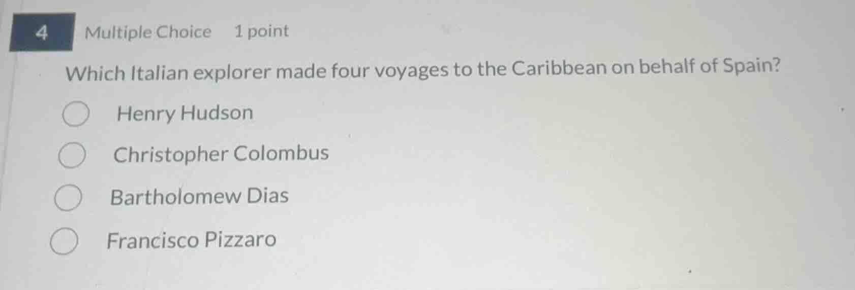 4 multiple choice 1 point which italian explorer made four voyages to t…