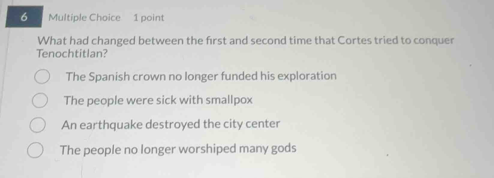 6 multiple choice 1 point what had changed between the first and second…