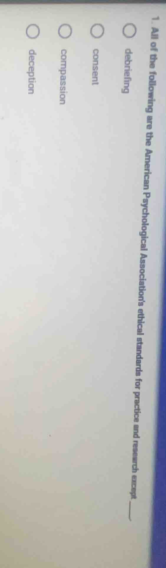 1. all of the following are the american psychological association’s et…
