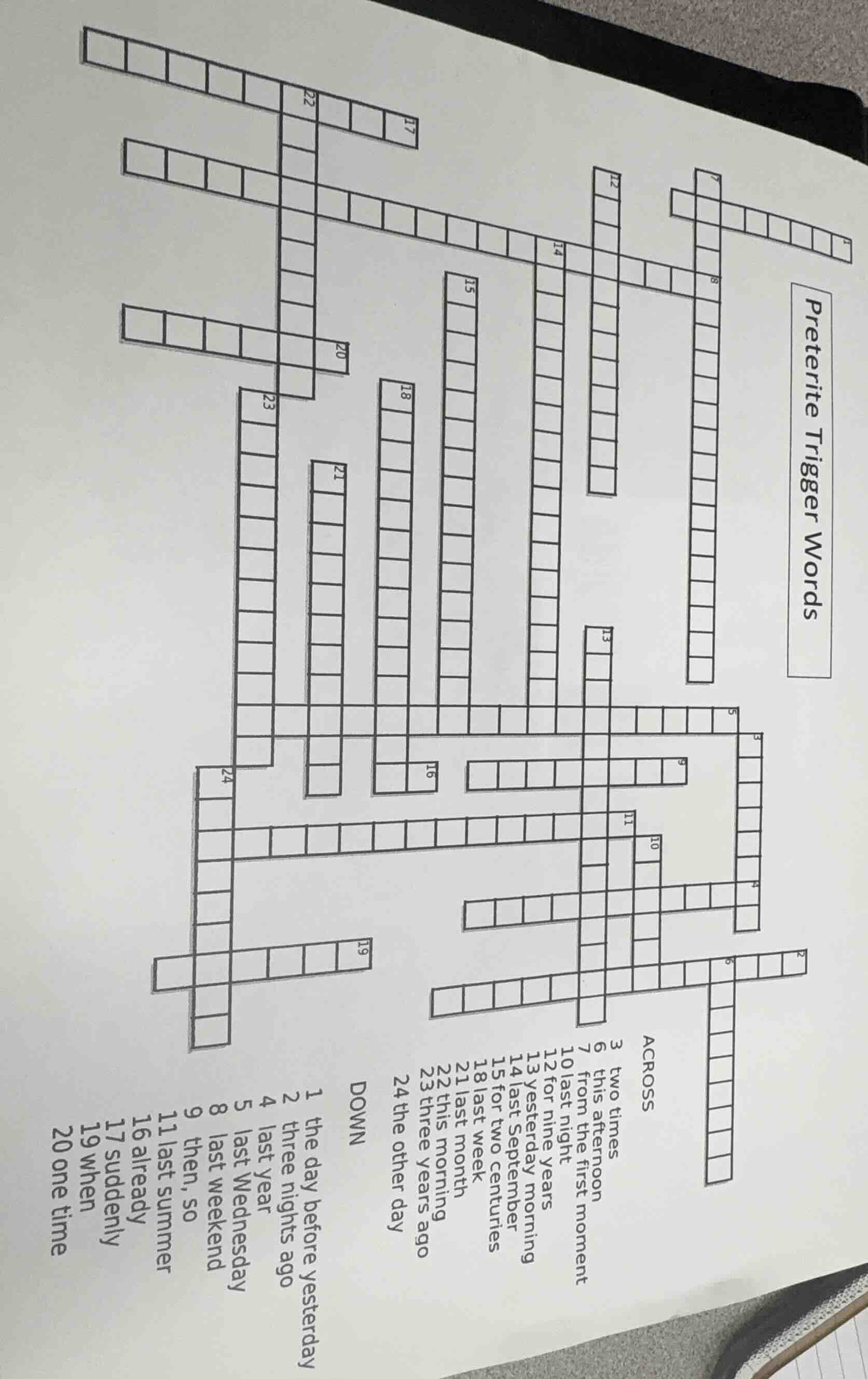 preterite trigger words across 3 two times 6 this afternoon 7 from the …