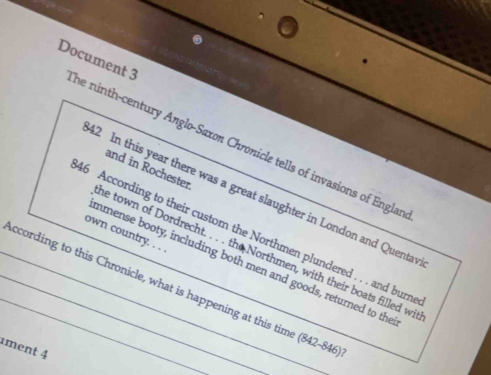 document 3 the ninth - century anglo - saxon chronicle tells of invasio…