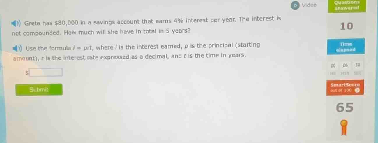 greta has $80,000 in a savings account that earns 4% interest per year.…