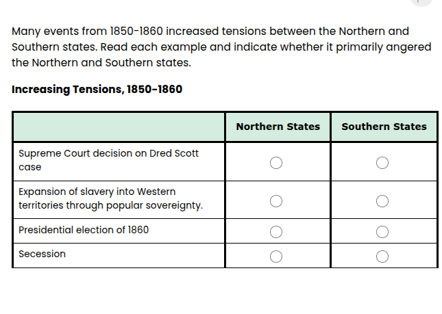 many events from 1850-1860 increased tensions between the northern and …