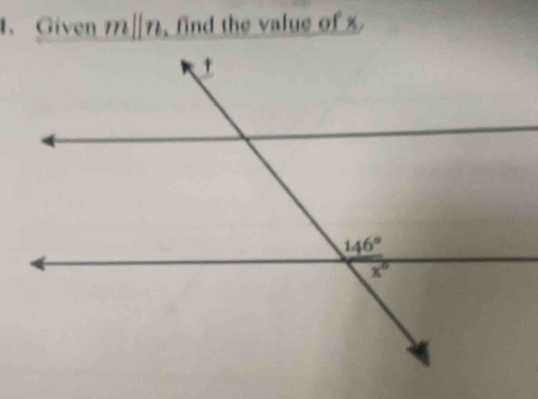 1. given ( m parallel n ), find the value of ( x ).