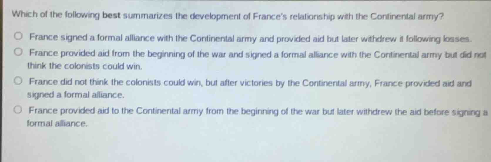 which of the following best summarizes the development of france’s rela…