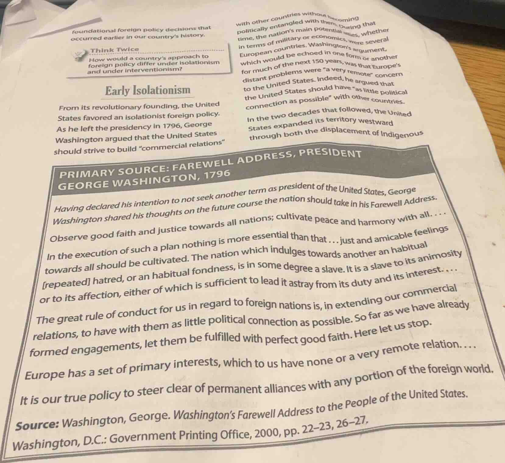 foundational foreign policy decisions that occurred earlier in our coun…