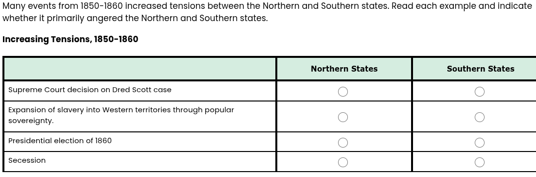 many events from 1850-1860 increased tensions between the northern and …