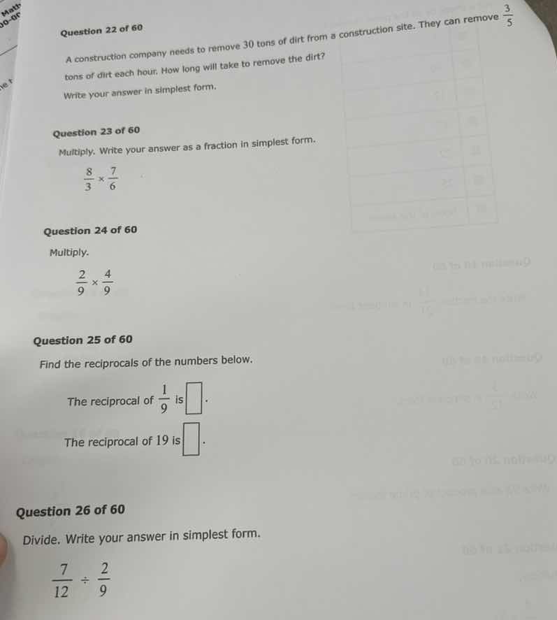 question 22 of 60 a construction company needs to remove 30 tons of dir…