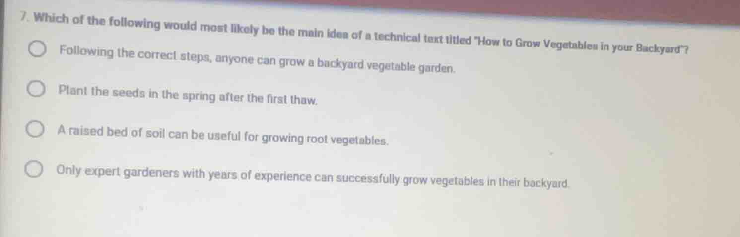 7. which of the following would most likely be the main idea of a techn…