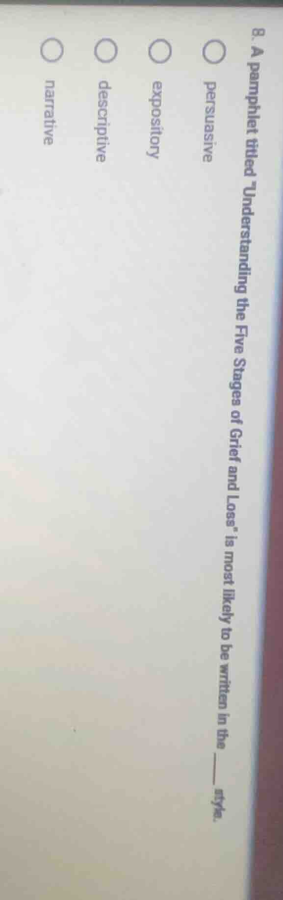 8. a pamphlet titled \understanding the five stages of grief and loss\ …