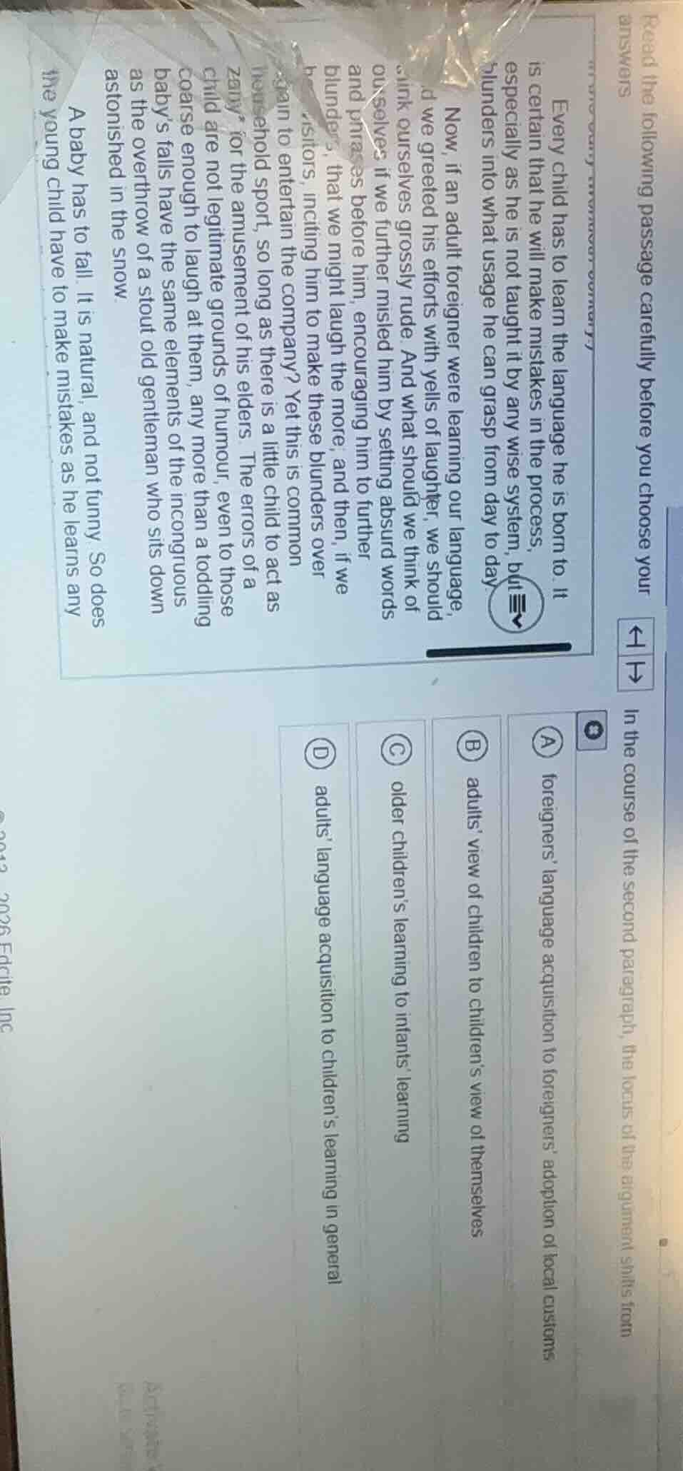 read the following passage carefully before you choose your answers. ev…