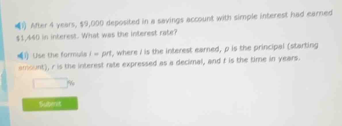 1) after 4 years, $9,000 deposited in a savings account with simple int…