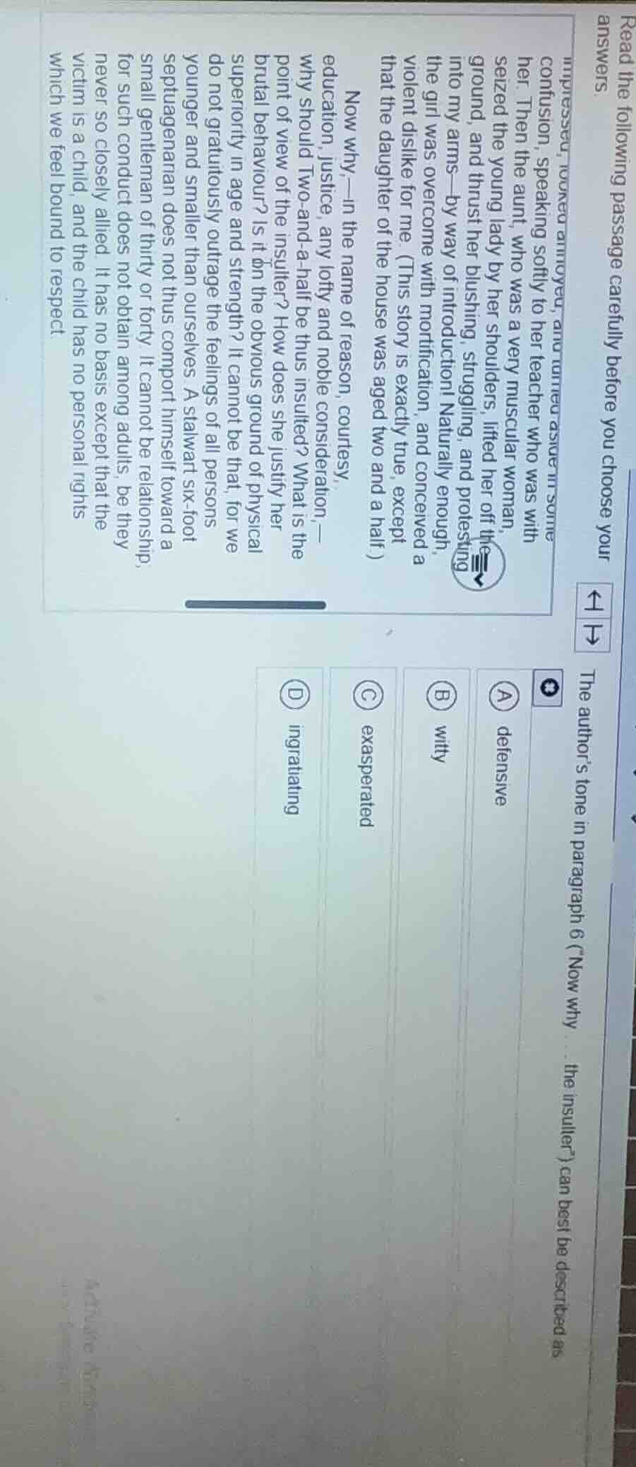 read the following passage carefully before you choose your answers. im…