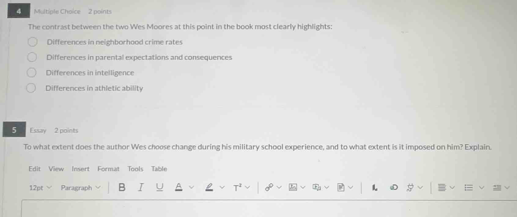 4 multiple choice 2 points the contrast between the two wes moores at t…