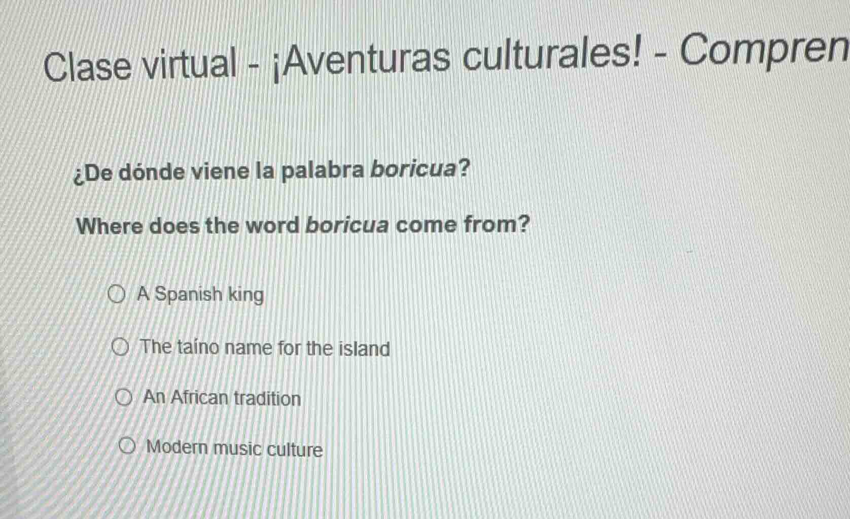 clase virtual - ¡aventuras culturales! - compren ¿de dónde viene la pal…