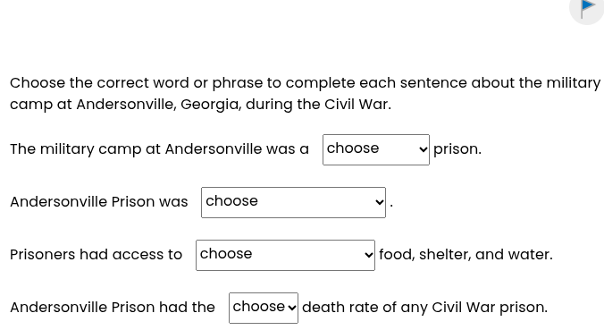 choose the correct word or phrase to complete each sentence about the m…